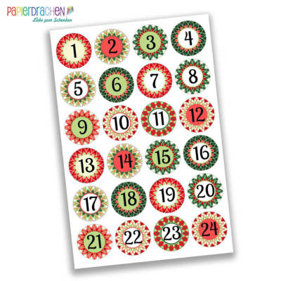 KOHMUI Adventskalender Zahlen Aufkleber - 144 Sticker Zum Selberbasteln