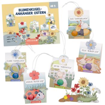 Blumenkugel Anhänger Set Papierdrachen mit Tiermotiven und Blumen