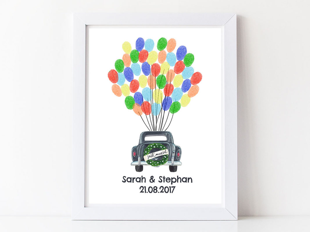 Fingerabdruck Gästebuch Hochzeit - Personalisiertes DIN A4 Poster Mit Stempelkissen