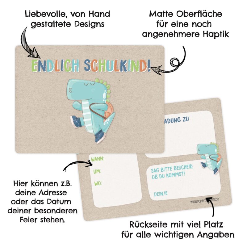Schulkind Tragetasche 2026 Dino Motiv - Geschenk Zur Einschulung